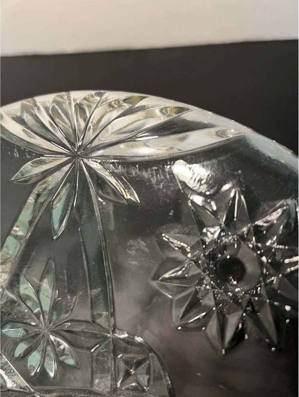 Anchor Hocking 1960s EAPC Star Of David Pressed Glass Platter Plate, 13.5”